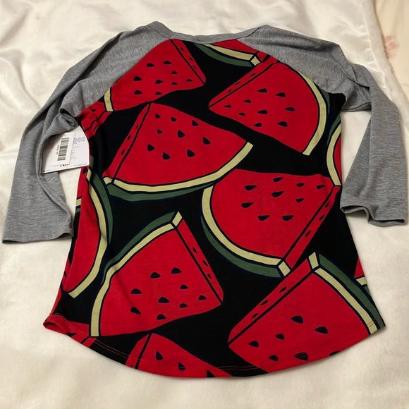 NWT LuLaRoe Randy Watermelon print w, grey 3/4 sleeves crew neck sz XS (2-4) - Picture 6 of 6